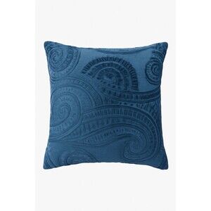 Pier 1 Imports Blue Textured Velvet Paisley Throw Pillow - 17x17 Boho Decor